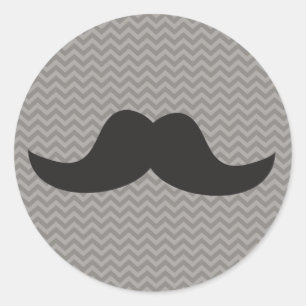 Mustache op grijze achtergrond ronde sticker