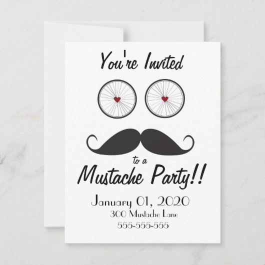 Mustache Party Invitation Kaart (Voorkant)