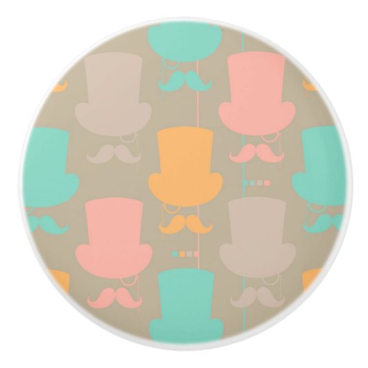 Mustache patroon 2 keramische knop (Voorkant)