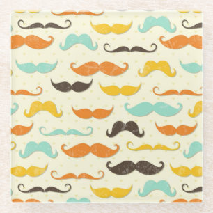 Mustache patroon 3 glazen onderzetter