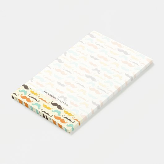 Mustache patroon 3 post-it® notes (Schuin)