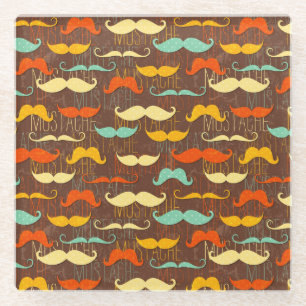 Mustache patroon glazen onderzetter
