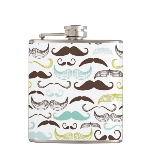 Mustache patroon, retro-stijl 2 heupfles (Voorkant)