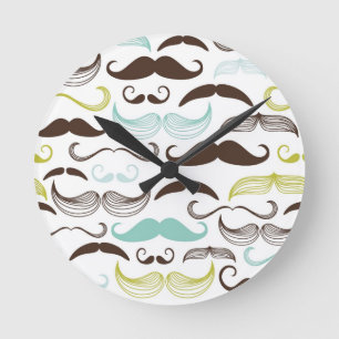 Mustache patroon, retro-stijl 2 ronde klok