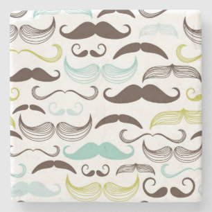 Mustache patroon, retro-stijl 2 stenen onderzetter