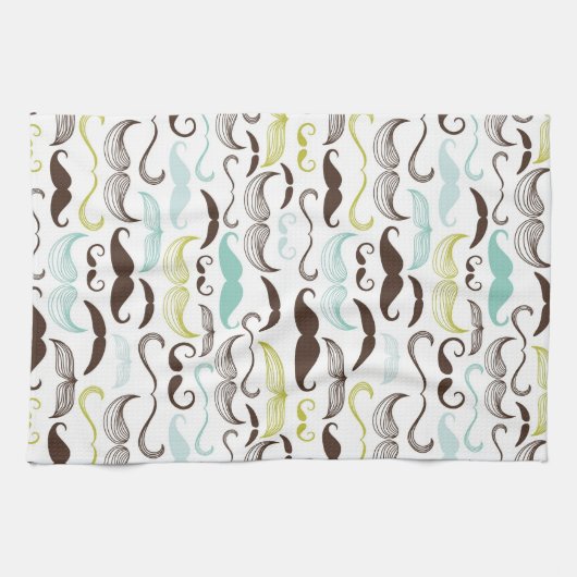 Mustache patroon, retro-stijl 2 theedoek (Horizontaal)