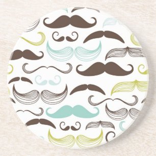 Mustache patroon, retro-stijl 2 zandsteen onderzetter