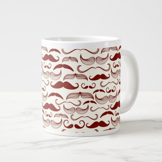 Mustache patroon, retro-stijl 3 extra grote beker (Voorkant rechts)