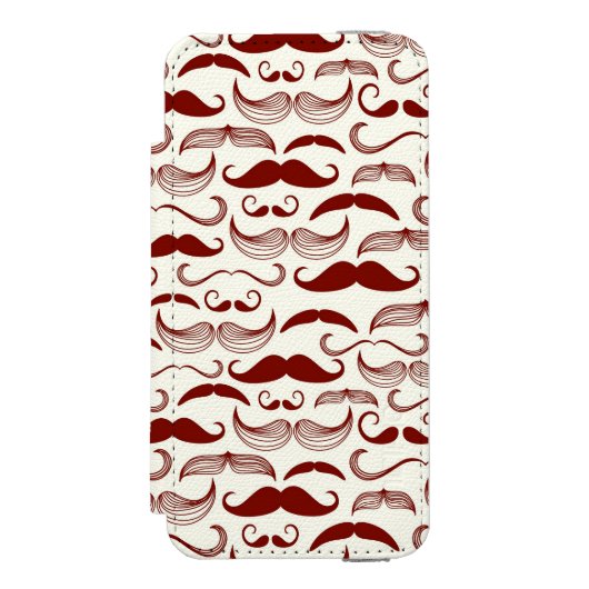 Mustache patroon, retro-stijl 3 incipio iPhone portemonnee hoesje (Voorkant Agenda)