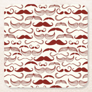 Mustache patroon, retro-stijl 3 vierkante kartonnen onderzetter