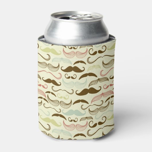 Mustache patroon, retro-stijl 4 blikjeskoeler (Blikje Voorkant)