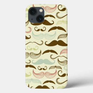 Mustache patroon, retro-stijl 4 iPhone 13 hoesje