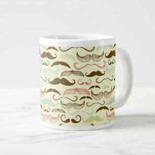 Mustache patroon, retro-stijl 4 extra grote beker