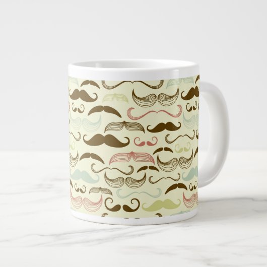 Mustache patroon, retro-stijl 4 extra grote beker (Voorkant rechts)