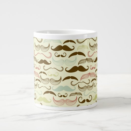 Mustache patroon, retro-stijl 4 extra grote beker (Voorkant)