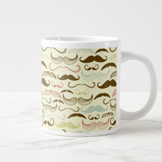 Mustache patroon, retro-stijl 4 extra grote beker (Rechts)