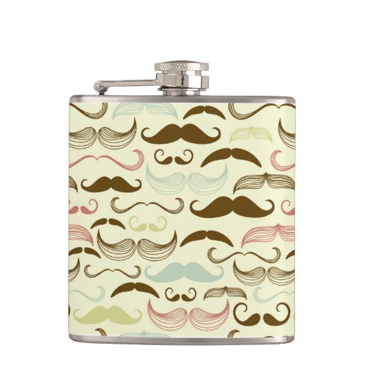 Mustache patroon, retro-stijl 4 heupfles (Voorkant)
