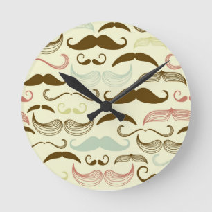 Mustache patroon, retro-stijl 4 ronde klok