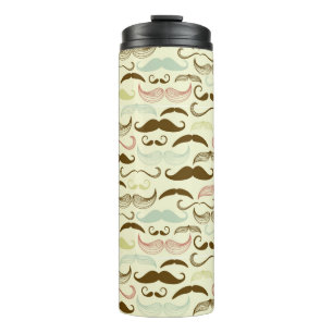 Mustache patroon, retro-stijl 4 thermosbeker