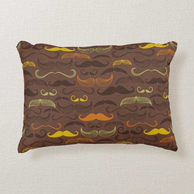 Mustache patroon, retro stijl 5 decoratief kussen (Voorkant)