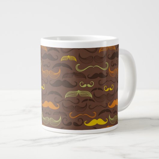 Mustache patroon, retro stijl 5 extra grote mok (Voorkant rechts)