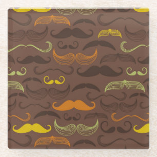 Mustache patroon, retro stijl 5 glazen onderzetter