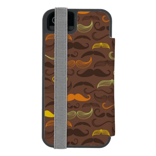 Mustache patroon, retro stijl 5 incipio iPhone portemonnee hoesje (Agenda Achterkant)