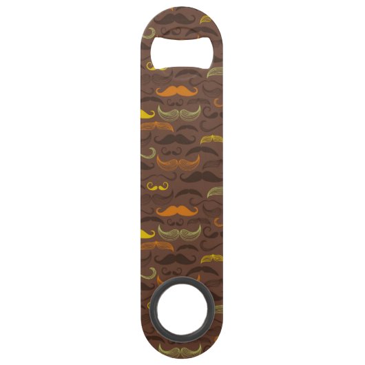Mustache patroon, retro stijl 5 speed flessenopener (Achterkant)