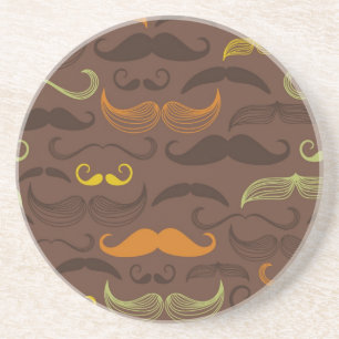 Mustache patroon, retro stijl 5 zandsteen onderzetter
