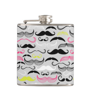 Mustache patroon, retro-stijl heupfles