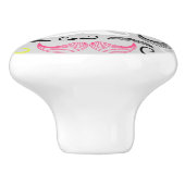 Mustache patroon, retro-stijl keramische knop (Zijkant)