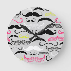 Mustache patroon, retro-stijl ronde klok