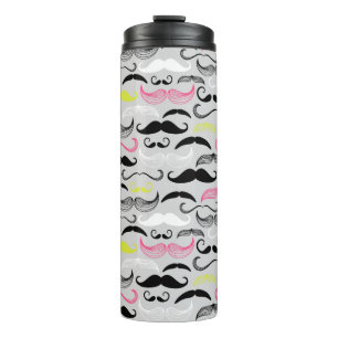Mustache patroon, retro-stijl thermosbeker