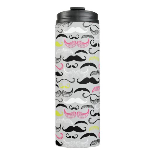 Mustache patroon, retro-stijl thermosbeker (Voorkant)