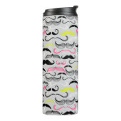 Mustache patroon, retro-stijl thermosbeker (Gedraaid links)