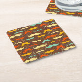 Mustache patroon vierkante kartonnen onderzetter (Schuin)