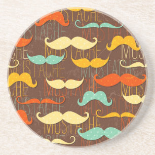Mustache patroon zandsteen onderzetter