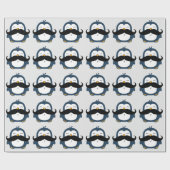 Mustache Penguin Cartoon Cadeaupapier (Vlak)
