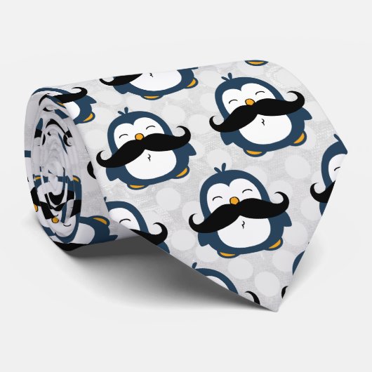 Mustache Penguin Stropdas (Opgerold)