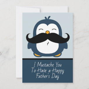 Mustache Penguin Vaderdag   Blauw