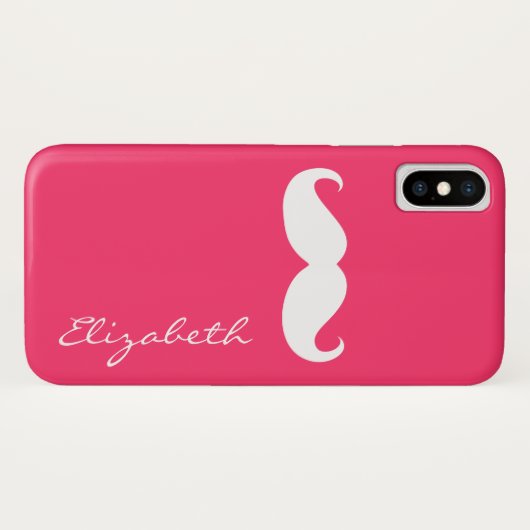 Mustache Plain Hot Pink Achtergrond Case-Mate iPhone Case (Achterkant (horizontaal))