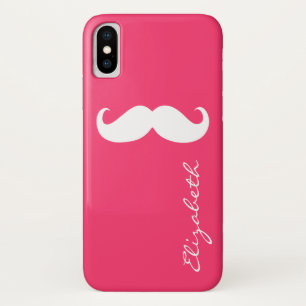 Mustache Plain Hot Pink Achtergrond iPhone X Hoesje
