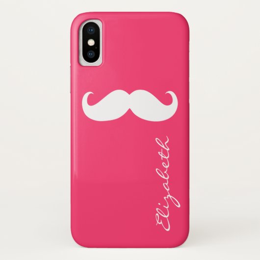 Mustache Plain Hot Pink Achtergrond Case-Mate iPhone Case (Achterkant)