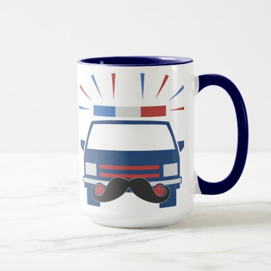 Mustache Politie mok - kies stijl en kleur (Rechts)