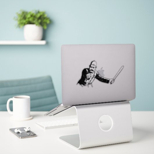 Mustache politieman sticker (Laptop op bureau)