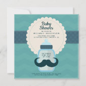 Mustache Polka Dot Blauwgroen Baby shower Kaart (Voorkant)
