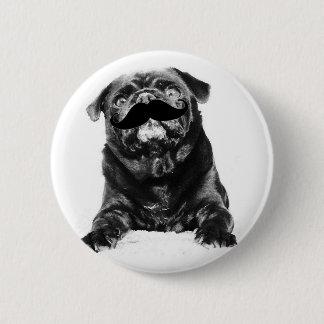 Mustache Pug Ronde Button 5,7 Cm