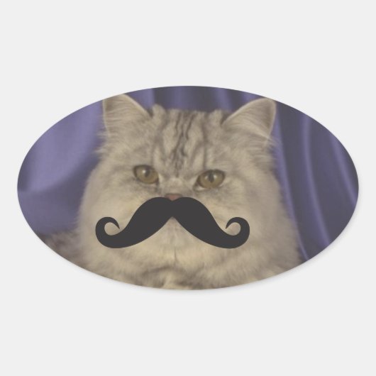 Mustache QPC-Sjabloon Ovale Sticker (Voorkant)