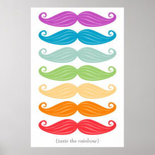 Mustache Rainbow Poster