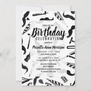 Mustache Razor Shaver Waterverf Barber Pattern Kaart